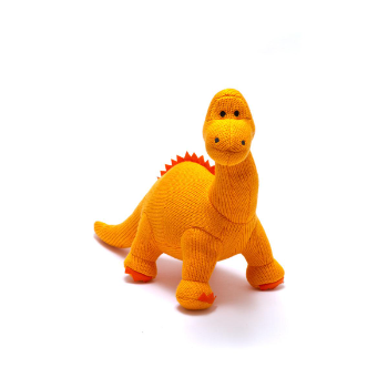 Best Years Knitted Orange Diplodocus Dinosaur Baby Rattle