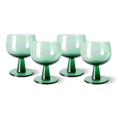 HK Living The Emeralds: Low Wine Glass Fern Green (Set of 4)