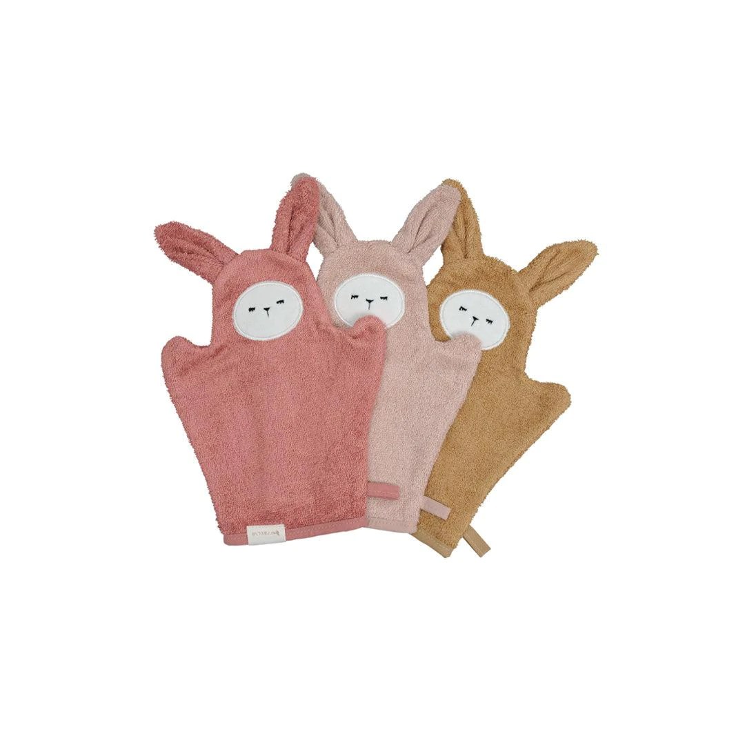 FABELAB Old Rose Mix Bunny Bath Mitts