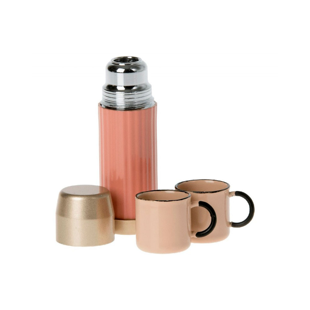 Maileg Thermos And Cups Miniature - Soft Coral
