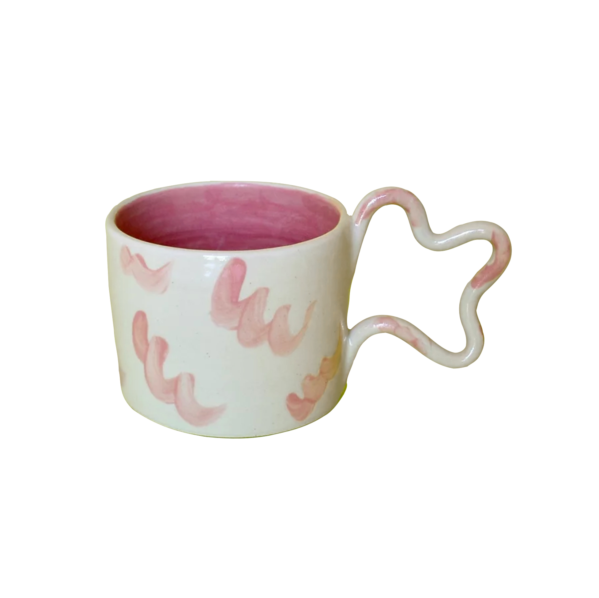Florence Mytum Ceramics Pink Pattern Wiggle Handle Mug