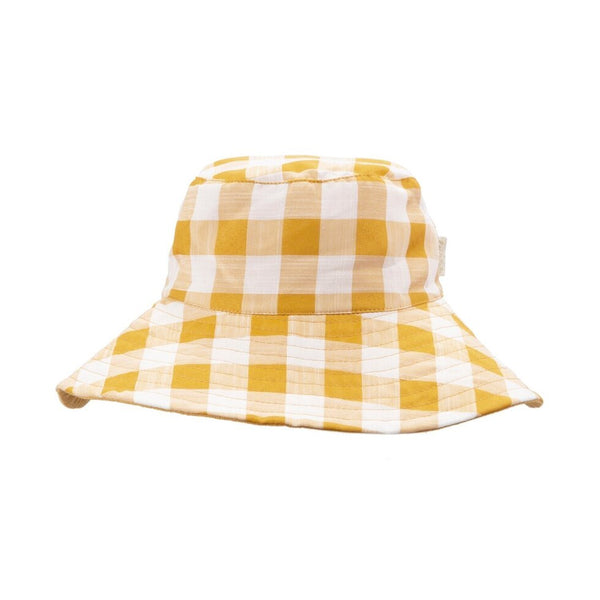 Retro Ochre Check Sun Hat