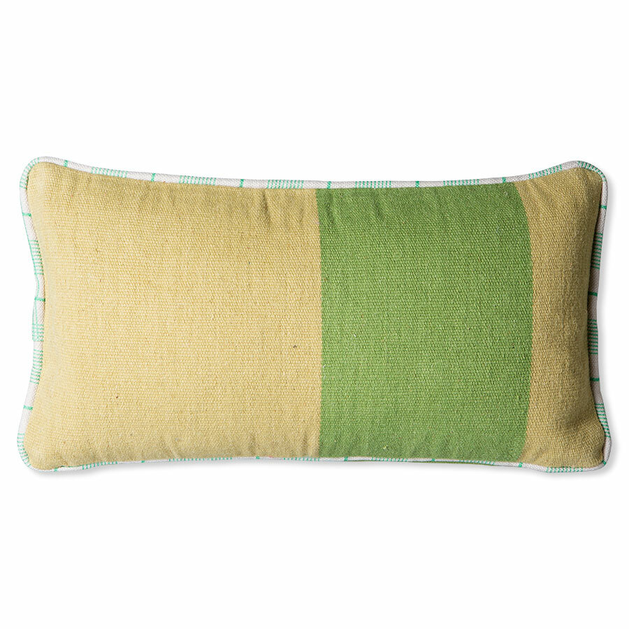 HK Living Hand Woven Wool Cushion Green (38x74)