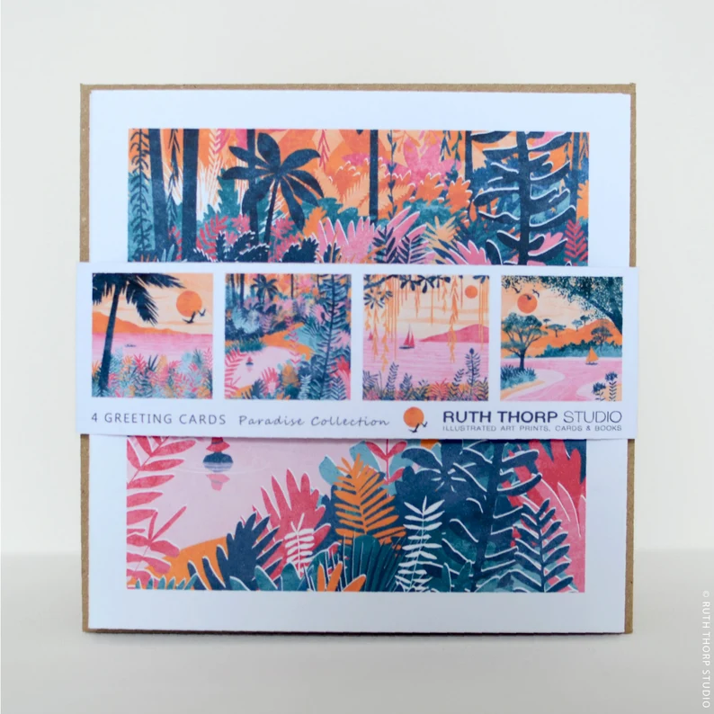 Ruth Thorp Studio Paradise Collection - Pack of 4 Cards