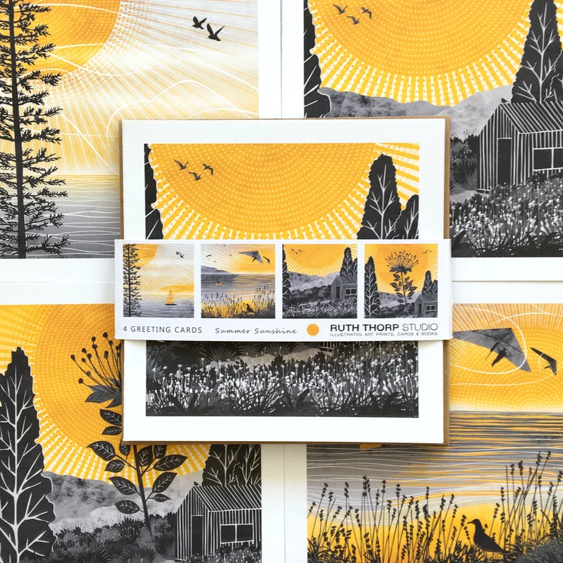 Ruth Thorp Studio Summer Sunshine Collection - Pack of 4 Cards