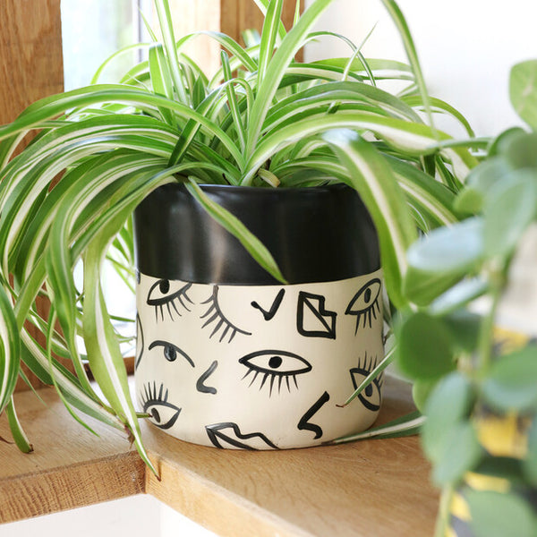 Large Ceramic Eyes And Lips Planter