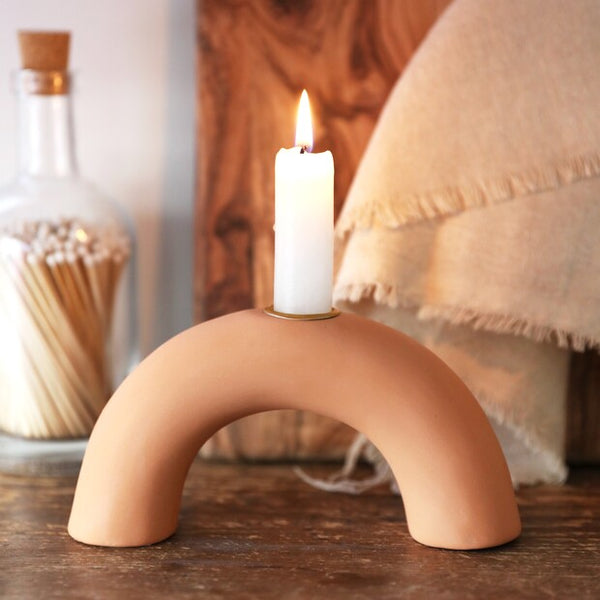 Terracotta Arch Candlestick Holder