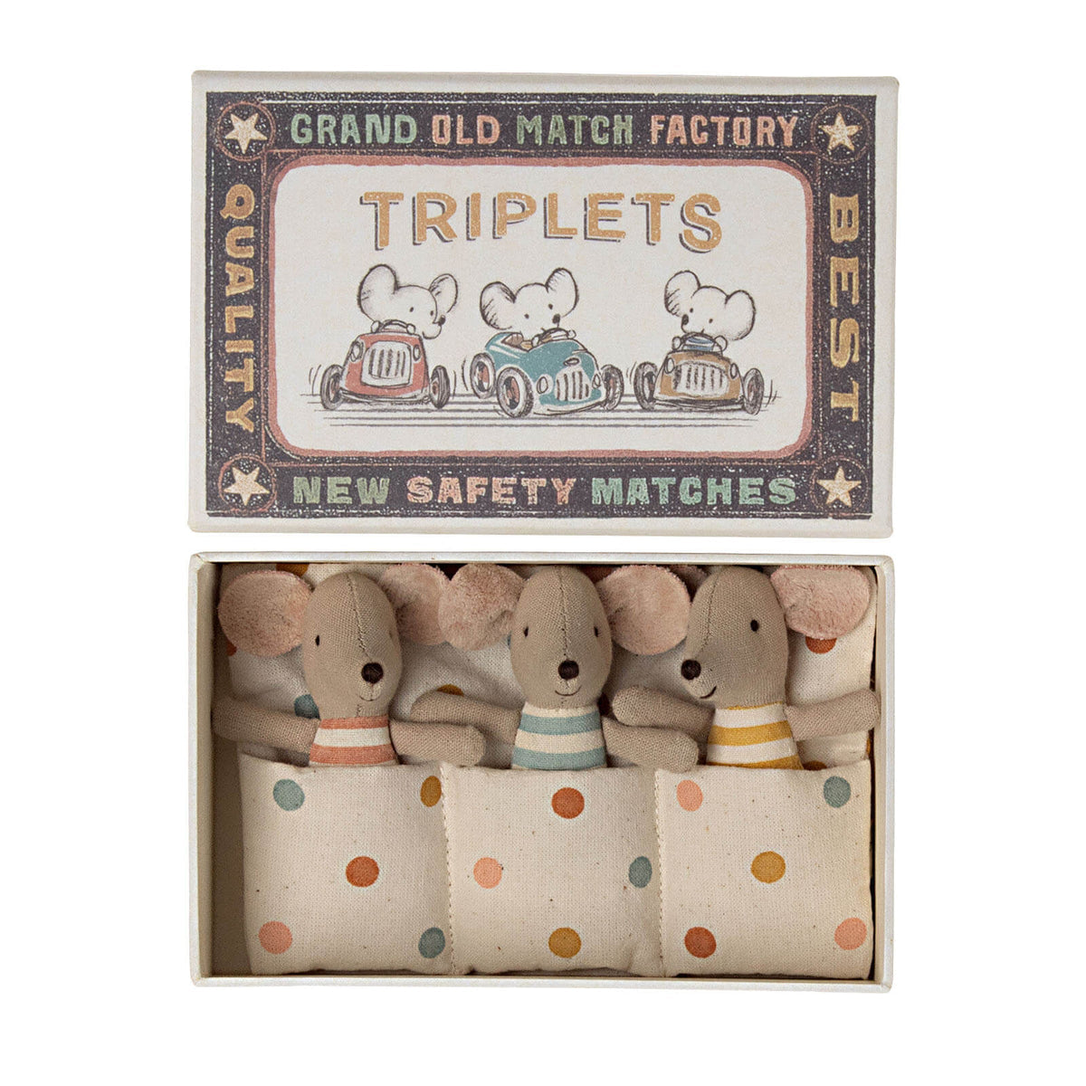 Maileg New Baby Mice Triplets In Matchbox