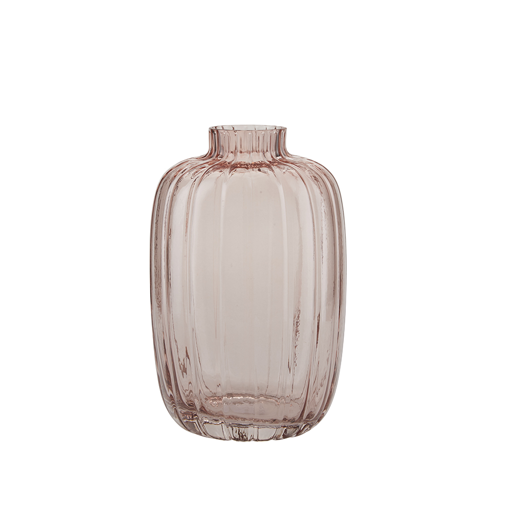 Bahne Rose Glass Vase with Grooves