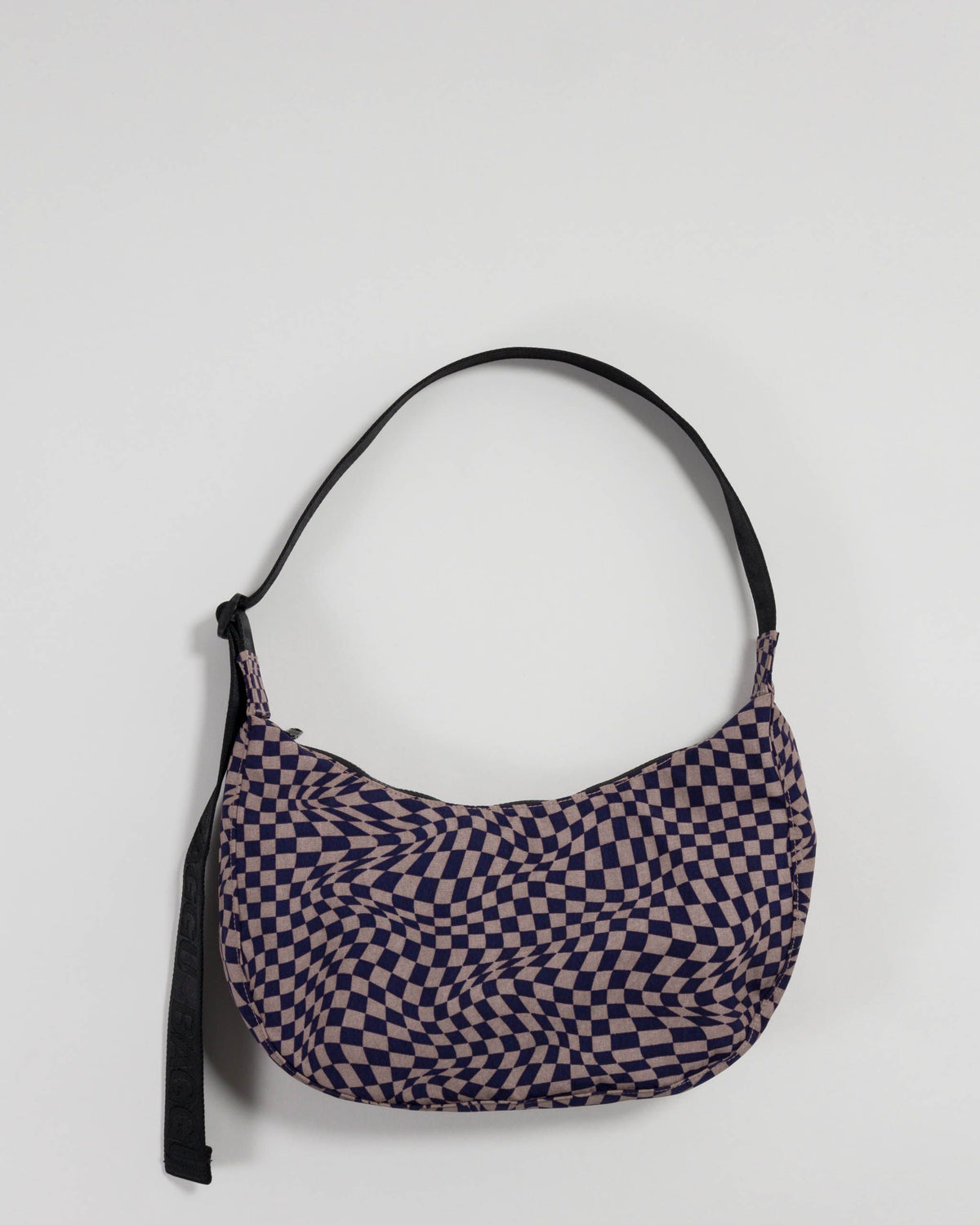 Baggu Medium Nylon Crescent Bag - Indigo Trippy Checker