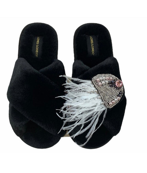 Black Slippers With Silver Jellyfish