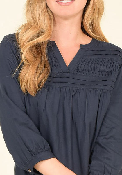 Pleated Shirt In Navy