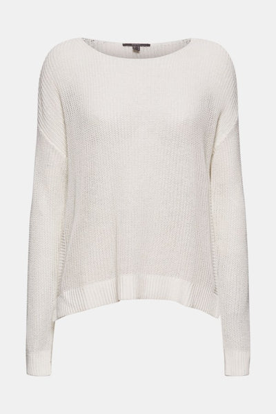 Linen Blend Airy Knit Jumper Off White