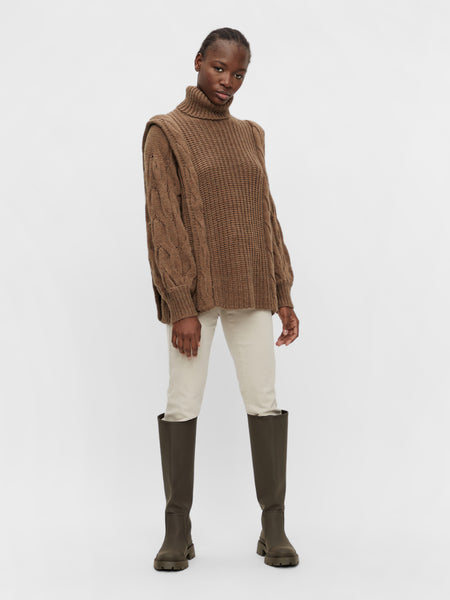 Ocre Sweater With Cable Detail