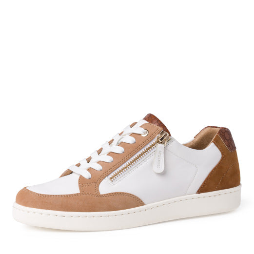 White Almond And Tan Trainers