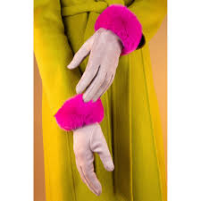 Bettina Gloves With Pink Faux Fur Trim