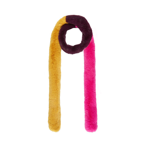 Nooki Design Pasha Triple Fur Scarf In Bright Pink Mix
