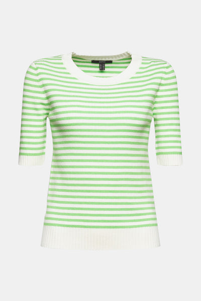 ESPRIT Sweater In Off White With Green Stripe