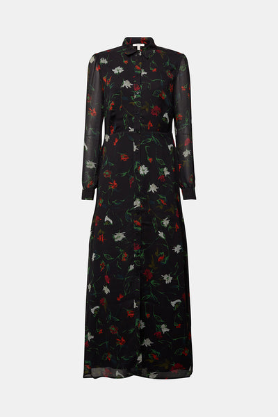 Black And Floral Light Woven Dress