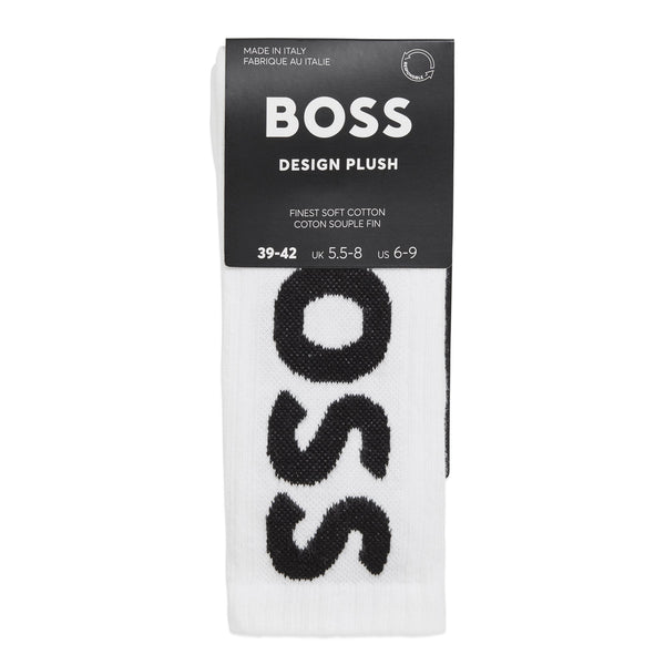 Boss Single Pack Qs Rib Logo Sport Socks - White