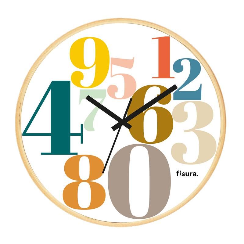 Fisura White Multi Colours Numbers Clock