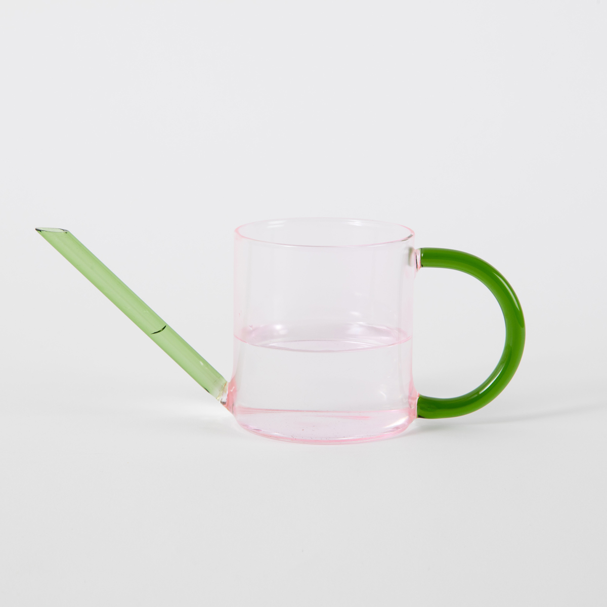 Block Design Glass Watering Can Pink/Green