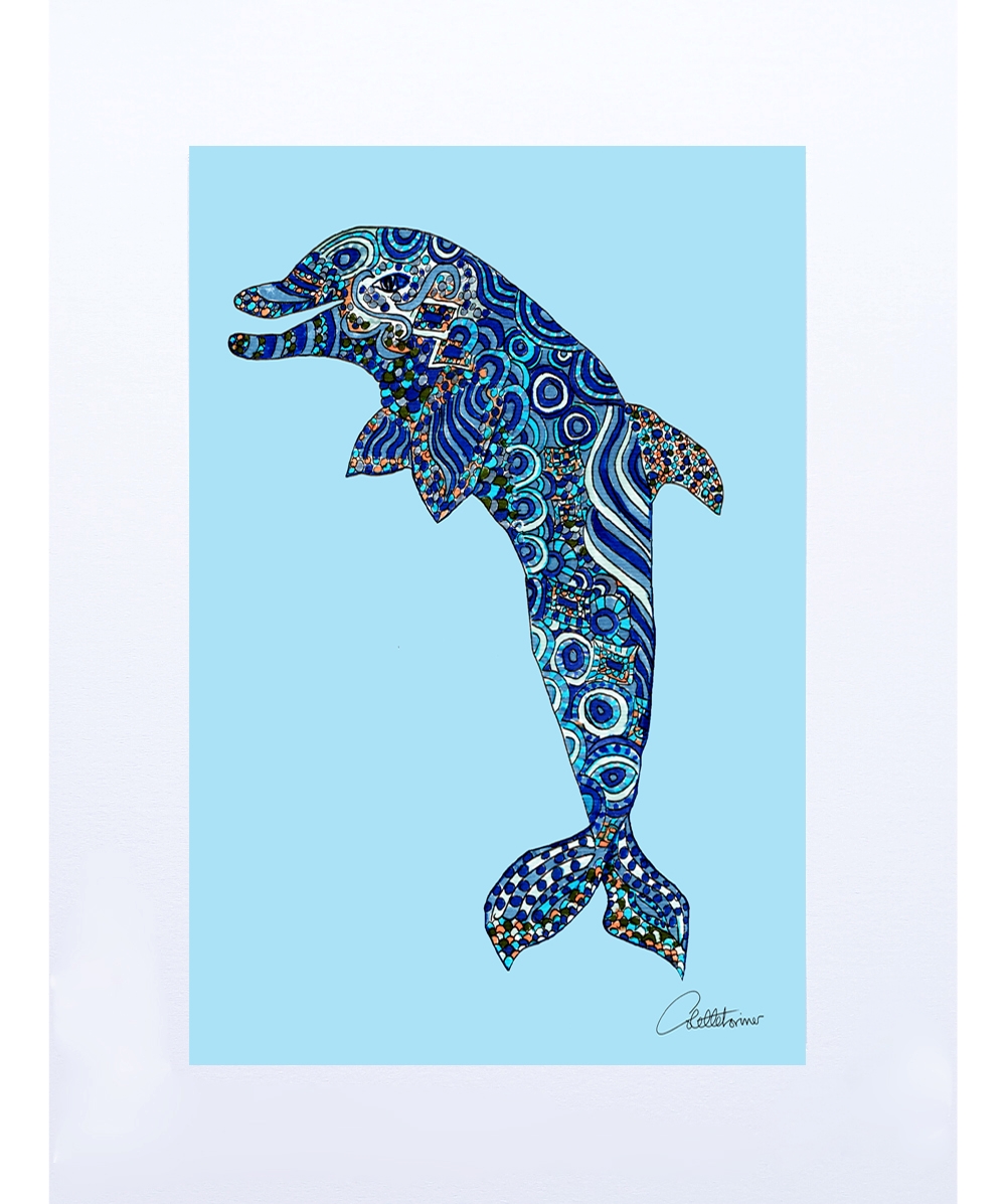 Canvasbutterfly Dolphin Doodle Art Print