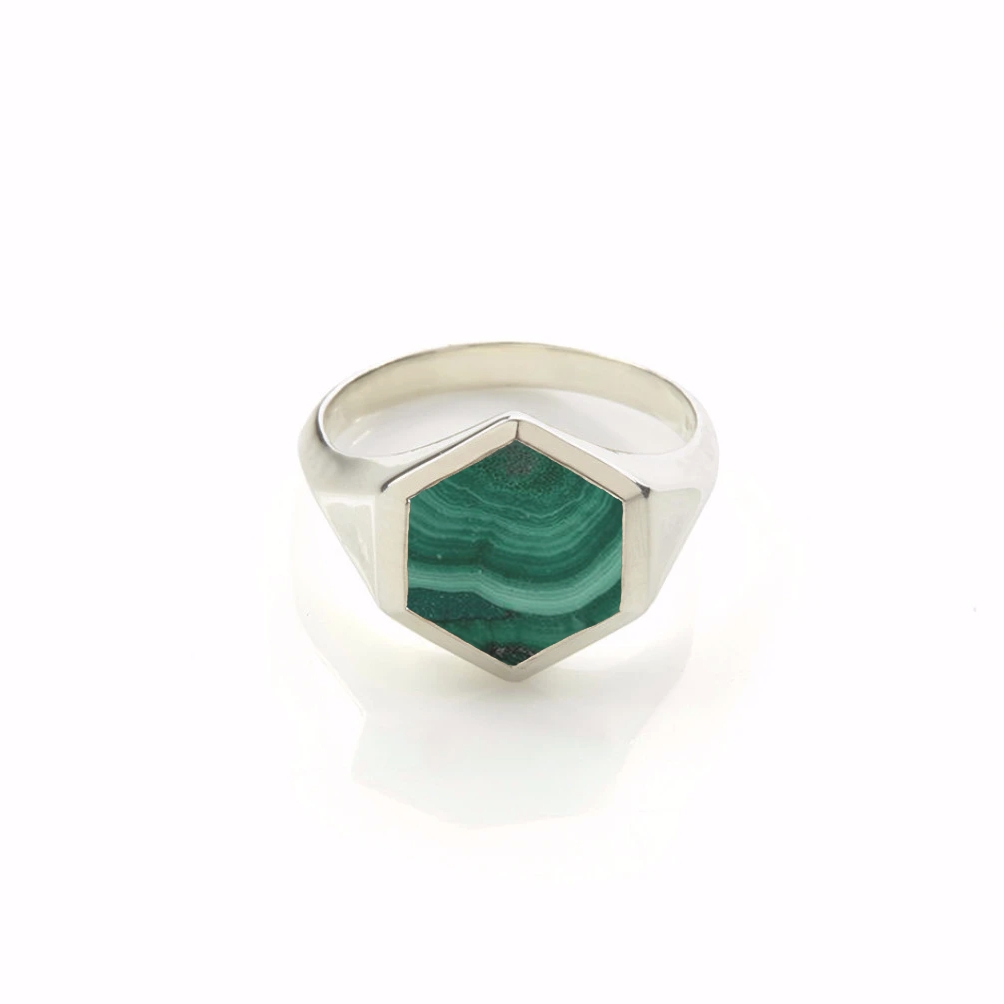 Varro Malachite Ring Silver