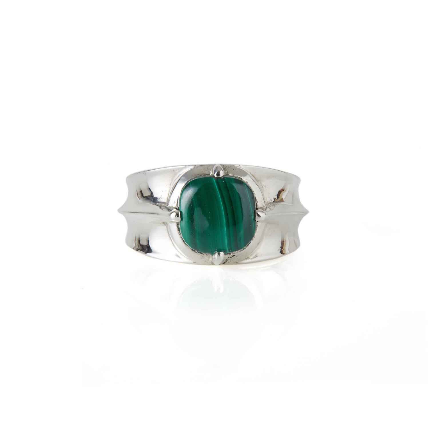 Athena Malachite Ring Silver