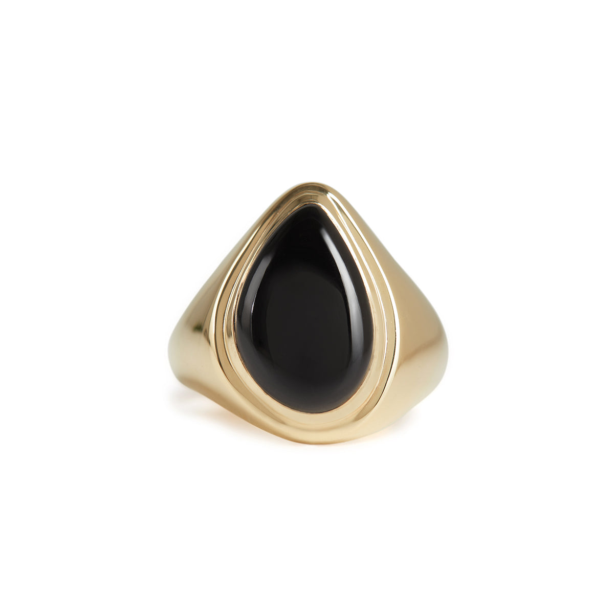 Rachel Entwistle Apollo Signet Ring Gold - Black Onyx