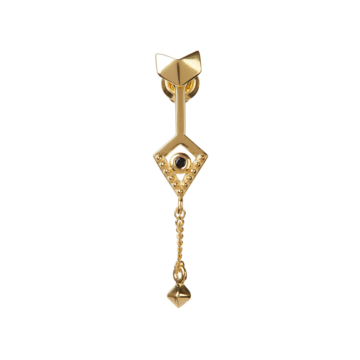 Rachel Entwistle Mini Octa Earrings Gold With A Black Sapphire