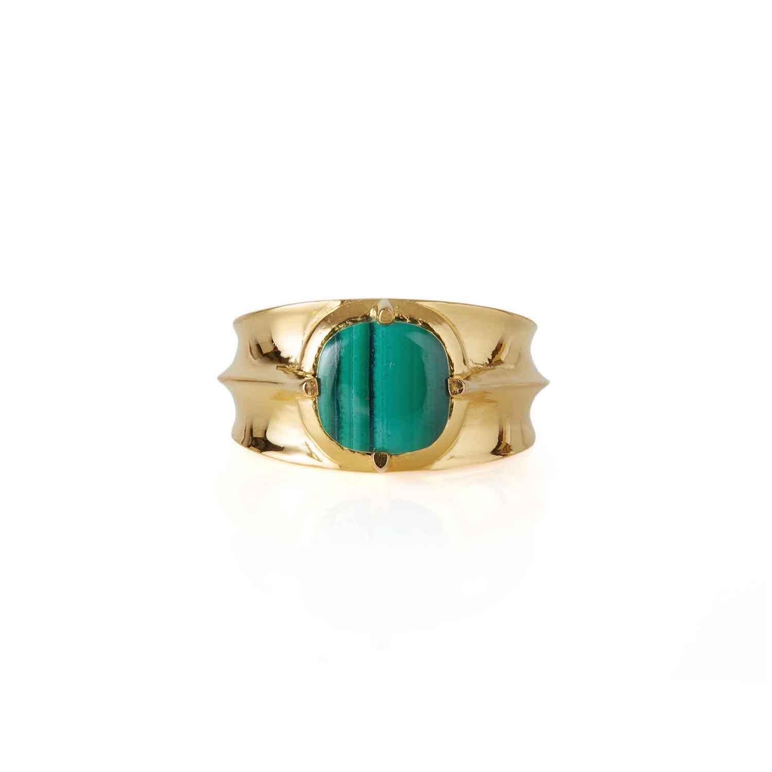 Athena Malachite Ring Gold