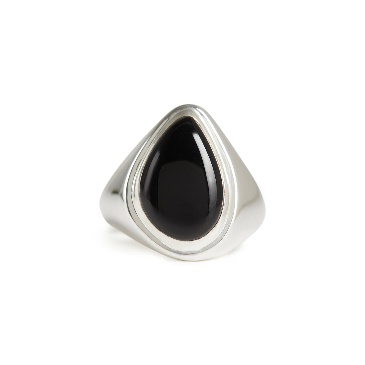 Rachel Entwistle Apollo Signet Ring Silver - Black Onyx