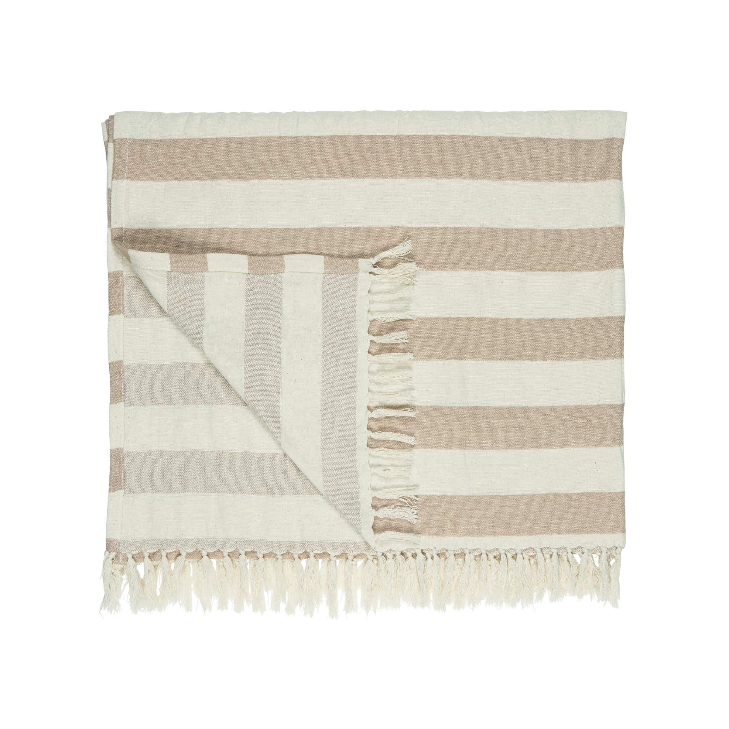 Ib Laursen Hammam towel with Fringes - Burnt Rose Stripes