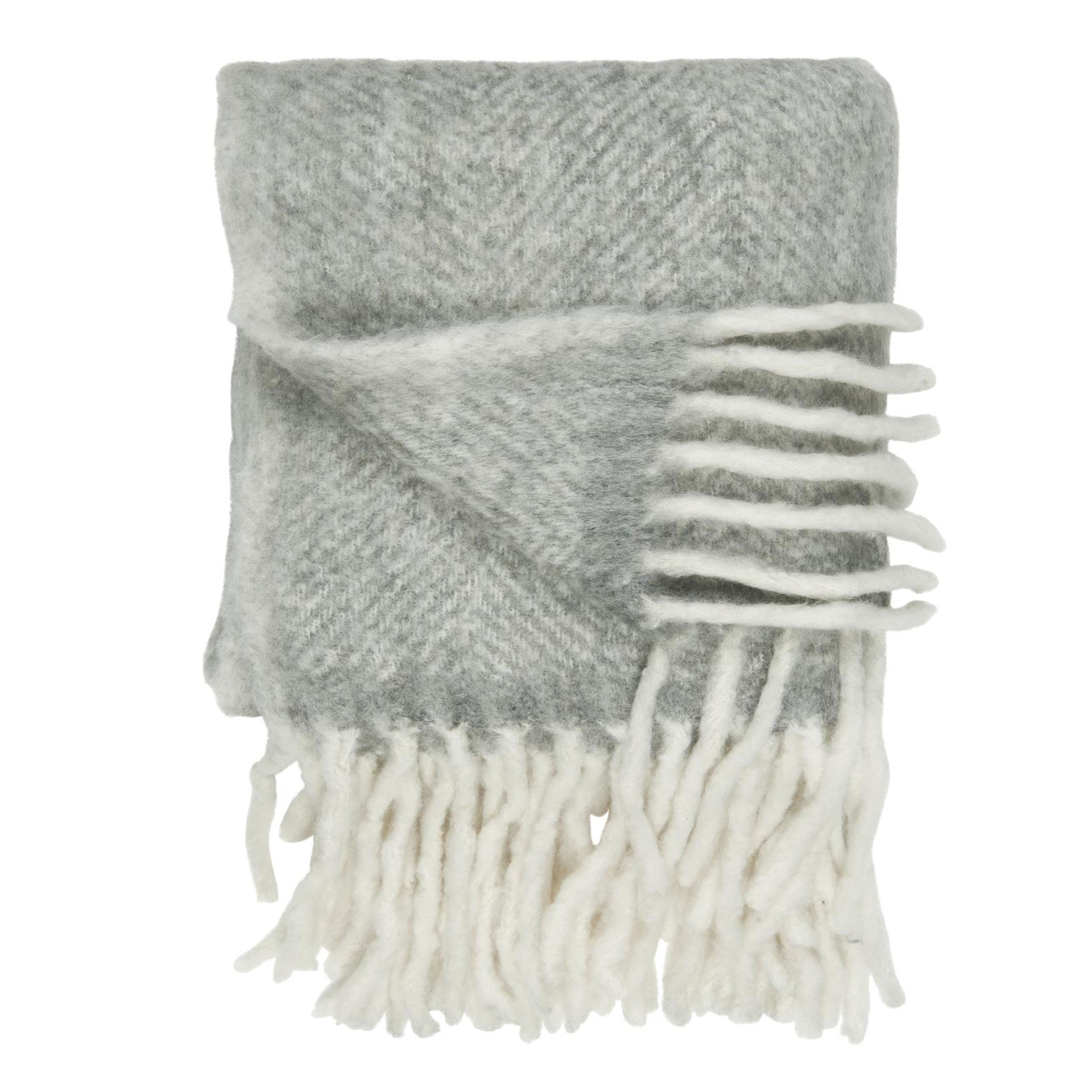 Ib Laursen Wool Mix Blanket Throw - Light Grey 