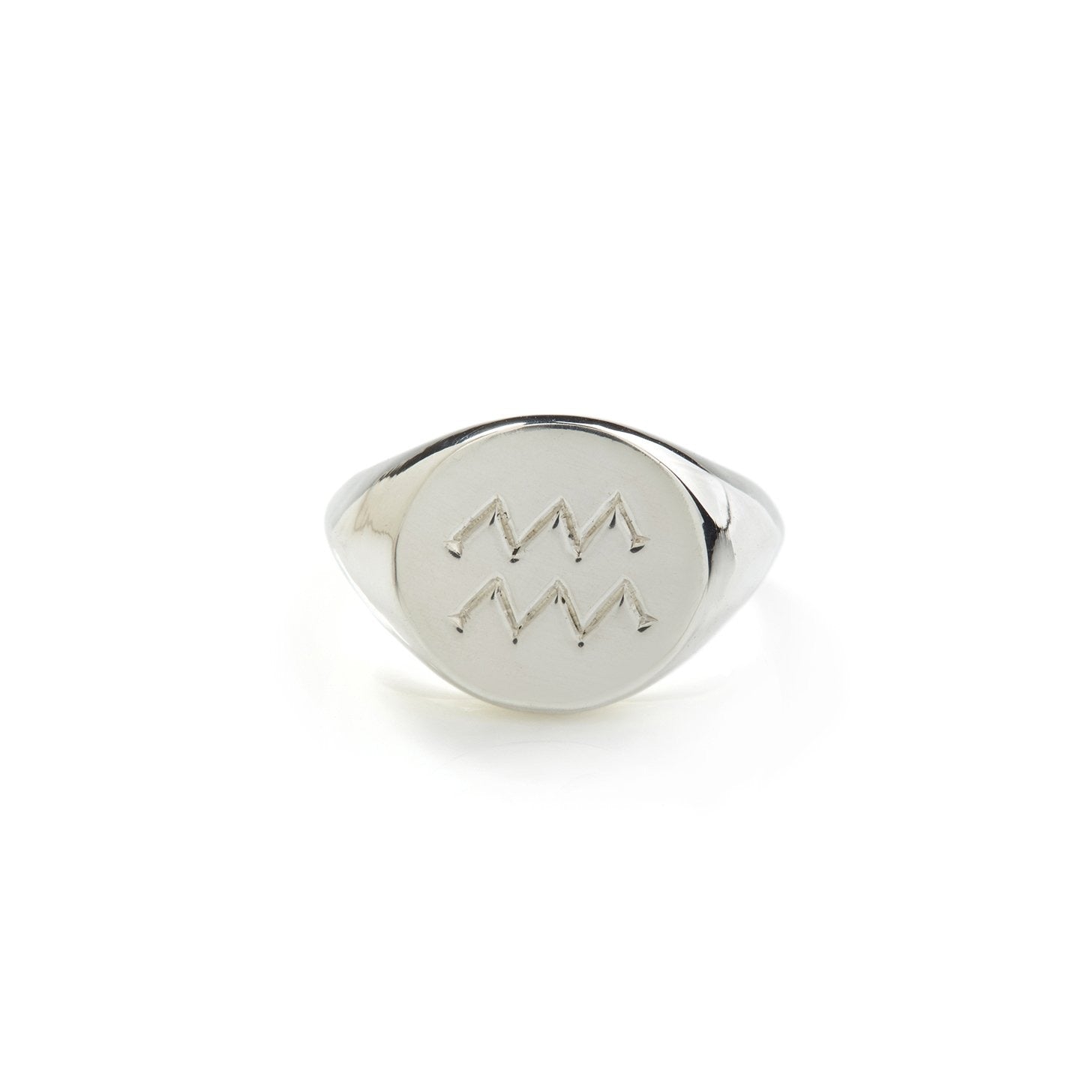 Zodiac Signet Ring - Aquarius - E / Sterling Silver