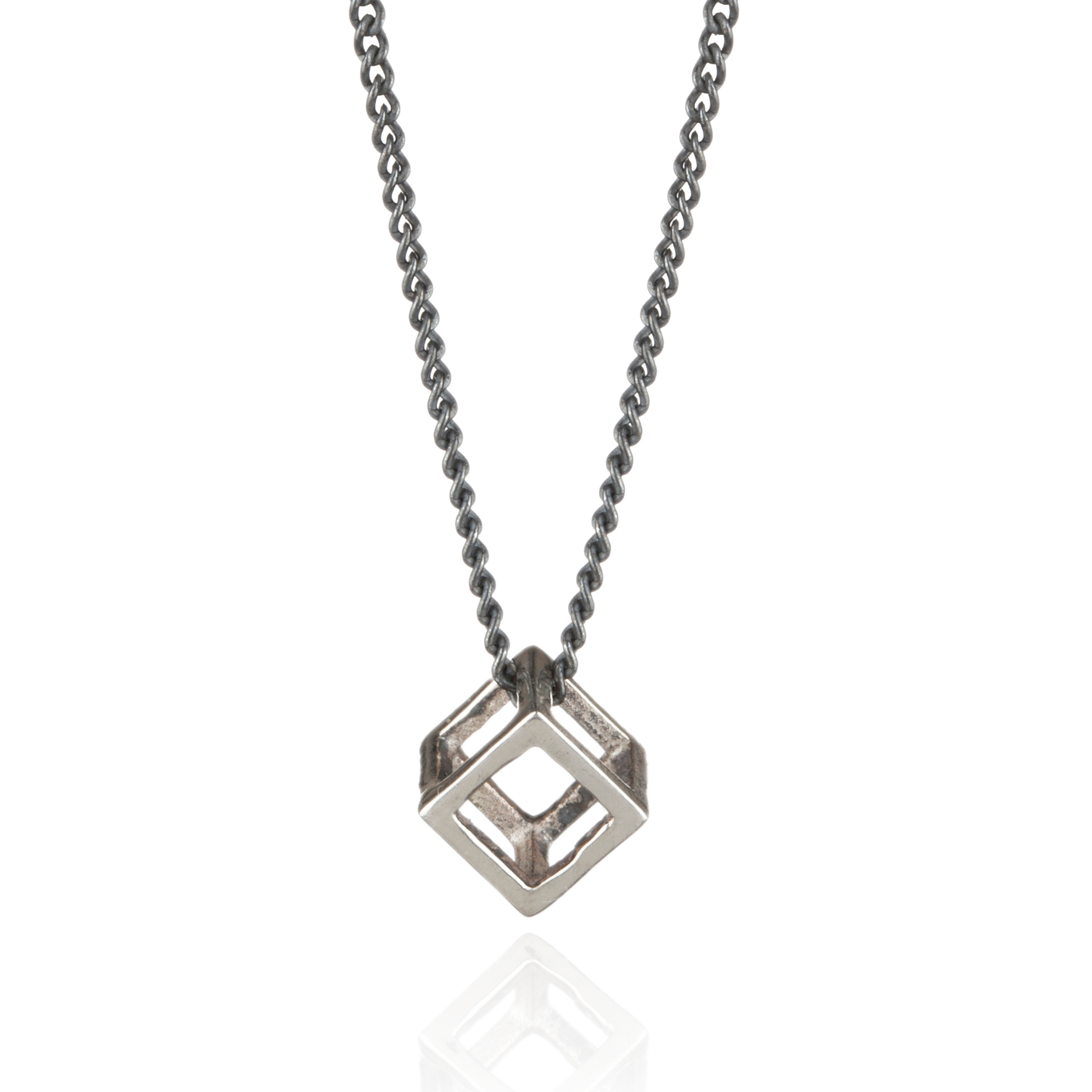 Cube Mini Pendant - Silver / 16&quot