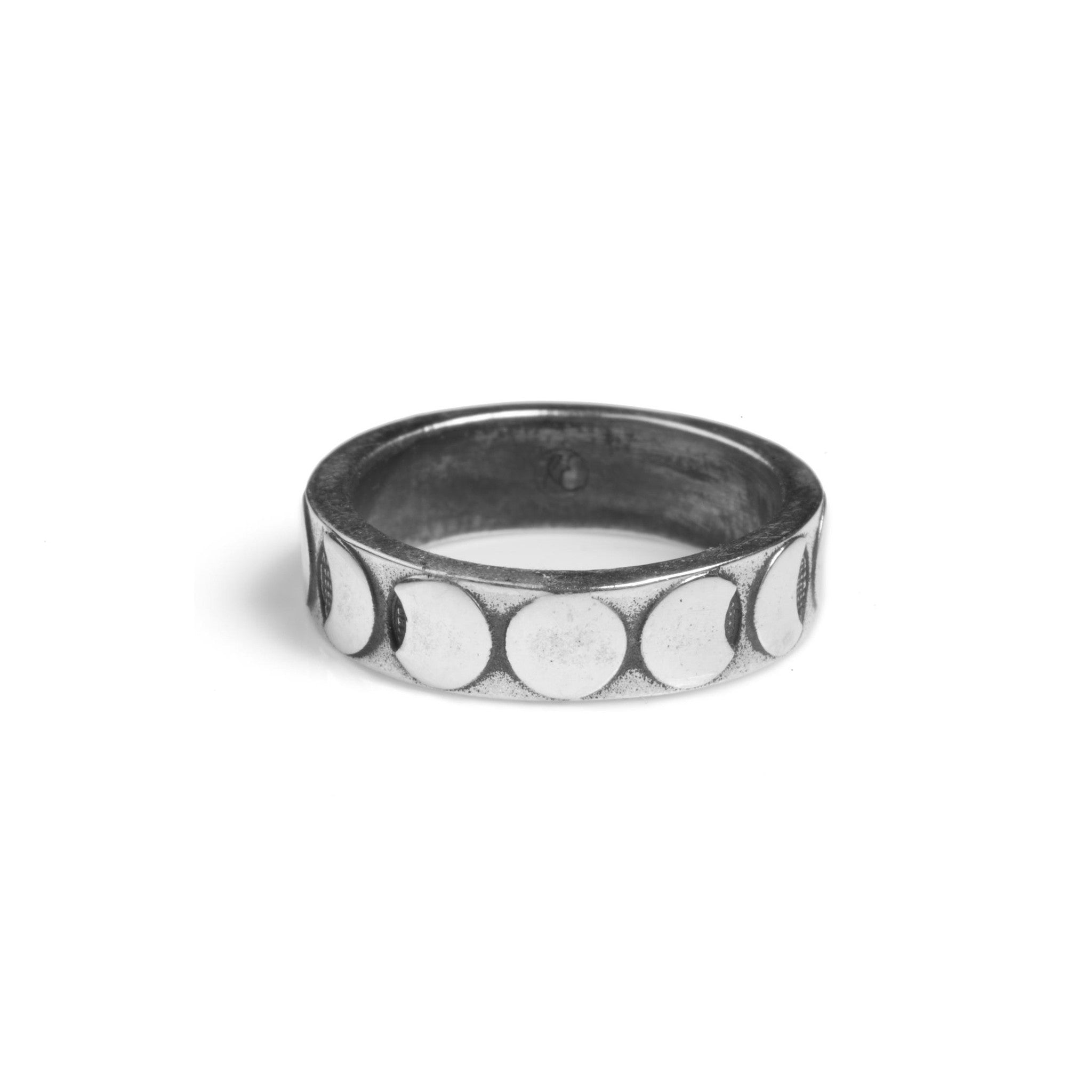 Rachel Entwistle Moon Phases Band Ring Silver - O