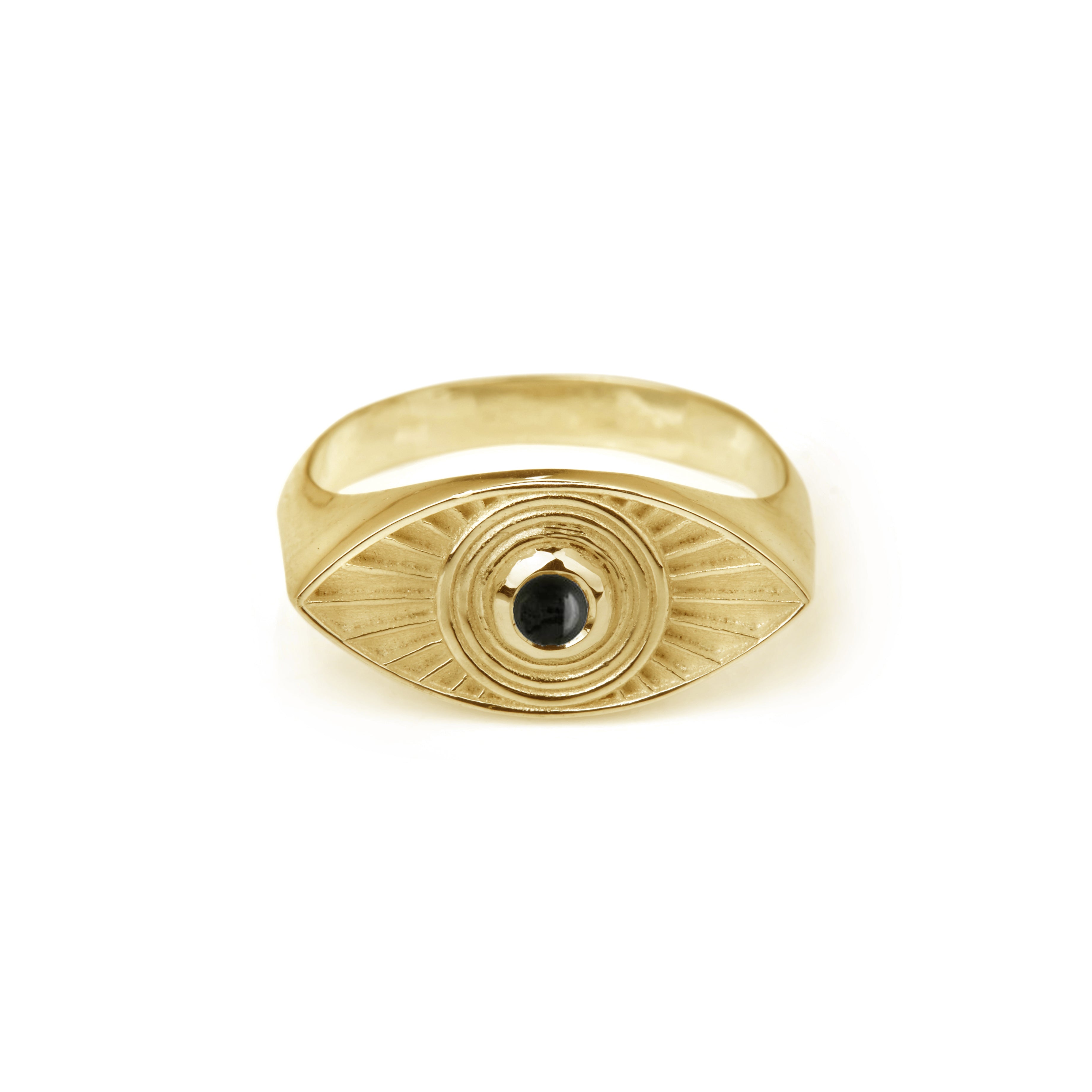 Rachel Entwistle Rays Of Light Ring Gold - Black Onyx - M / Gold Vermeil