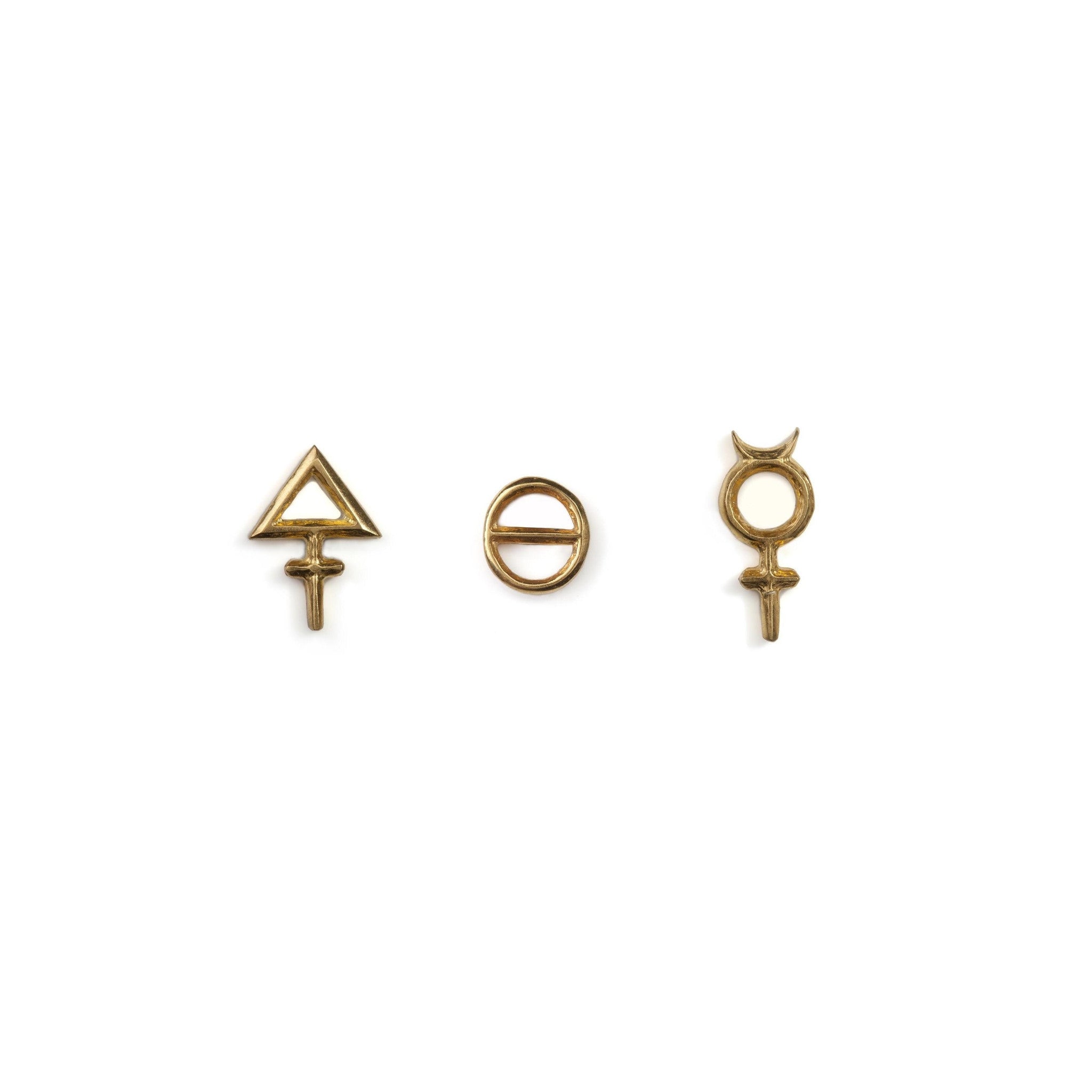 Tria Prima Earrings Gold Vermeil - Three Stud Set