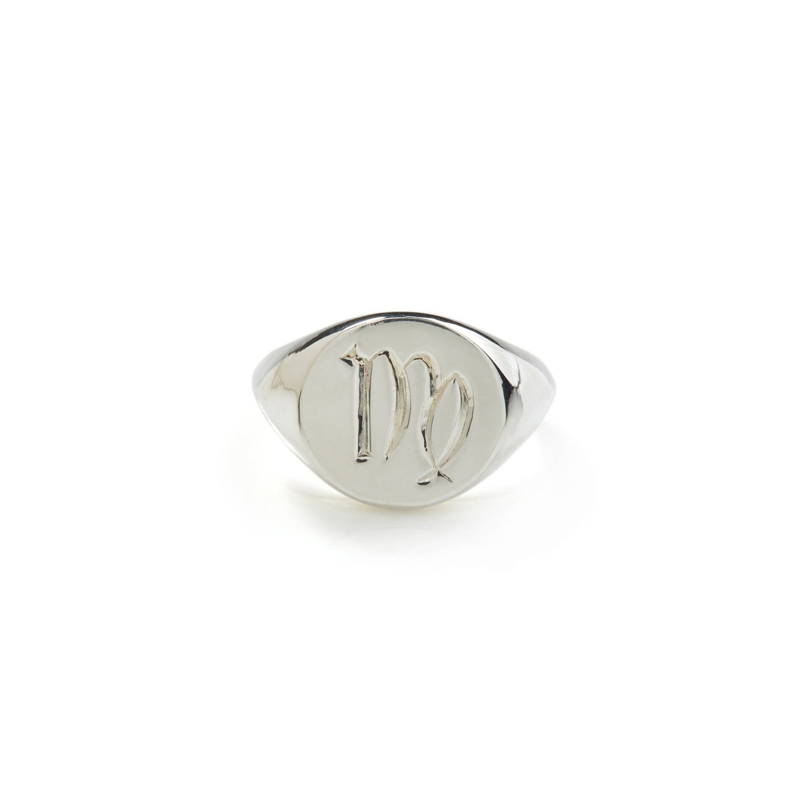 Zodiac Signet Ring - Virgo - D / Sterling Silver