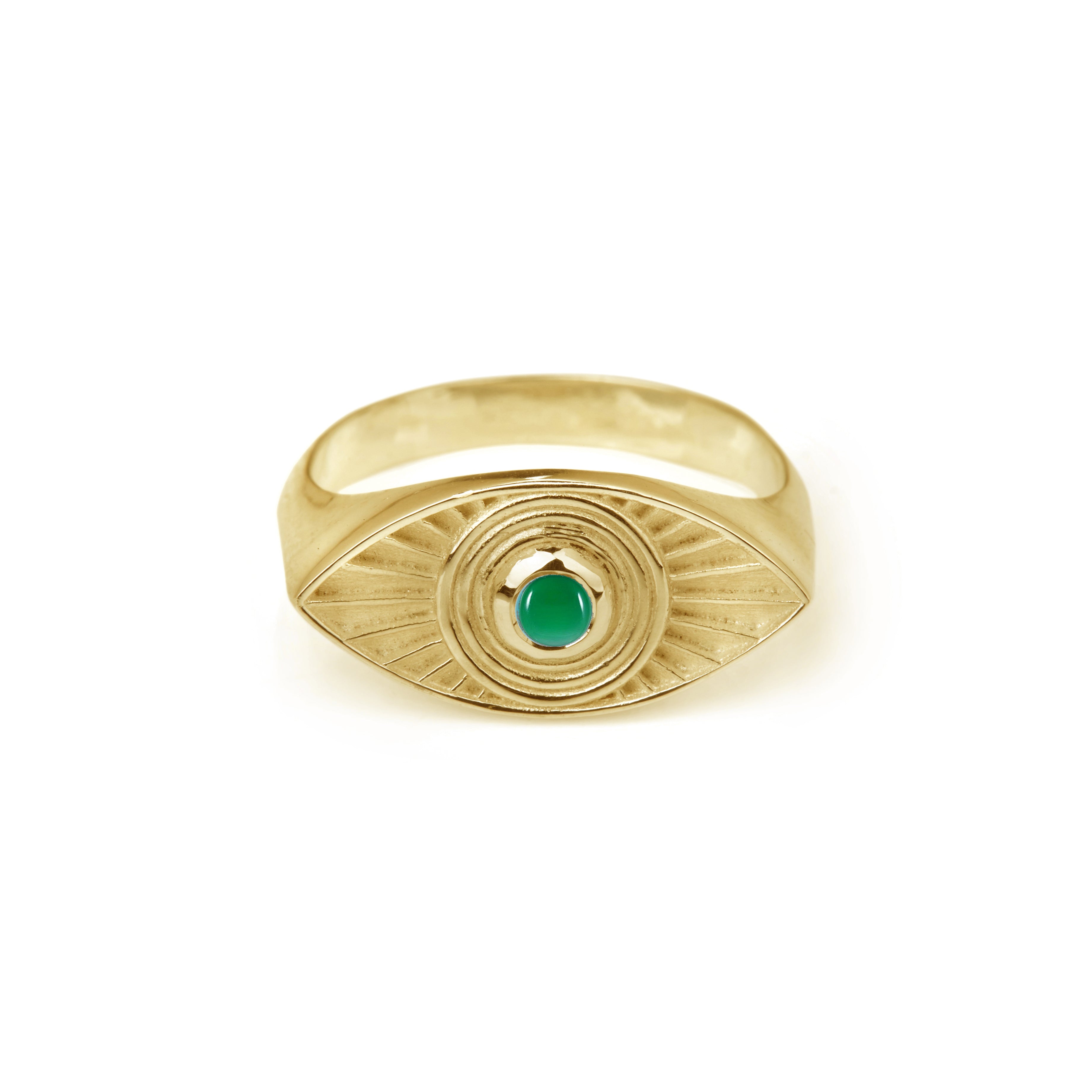 Rays Of Light Ring Gold - Green Onyx - P / Gold Vermeil