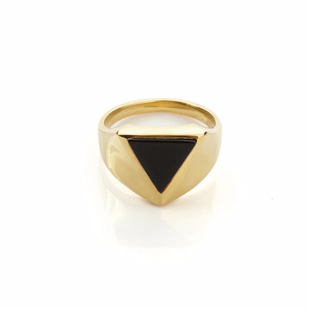Rachel Entwistle Pythagorus Onyx Ring Gold - K / Gold Vermeil