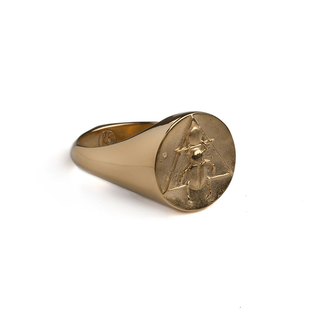 The Scarab Signet Ring - Q / Gold Vermeil