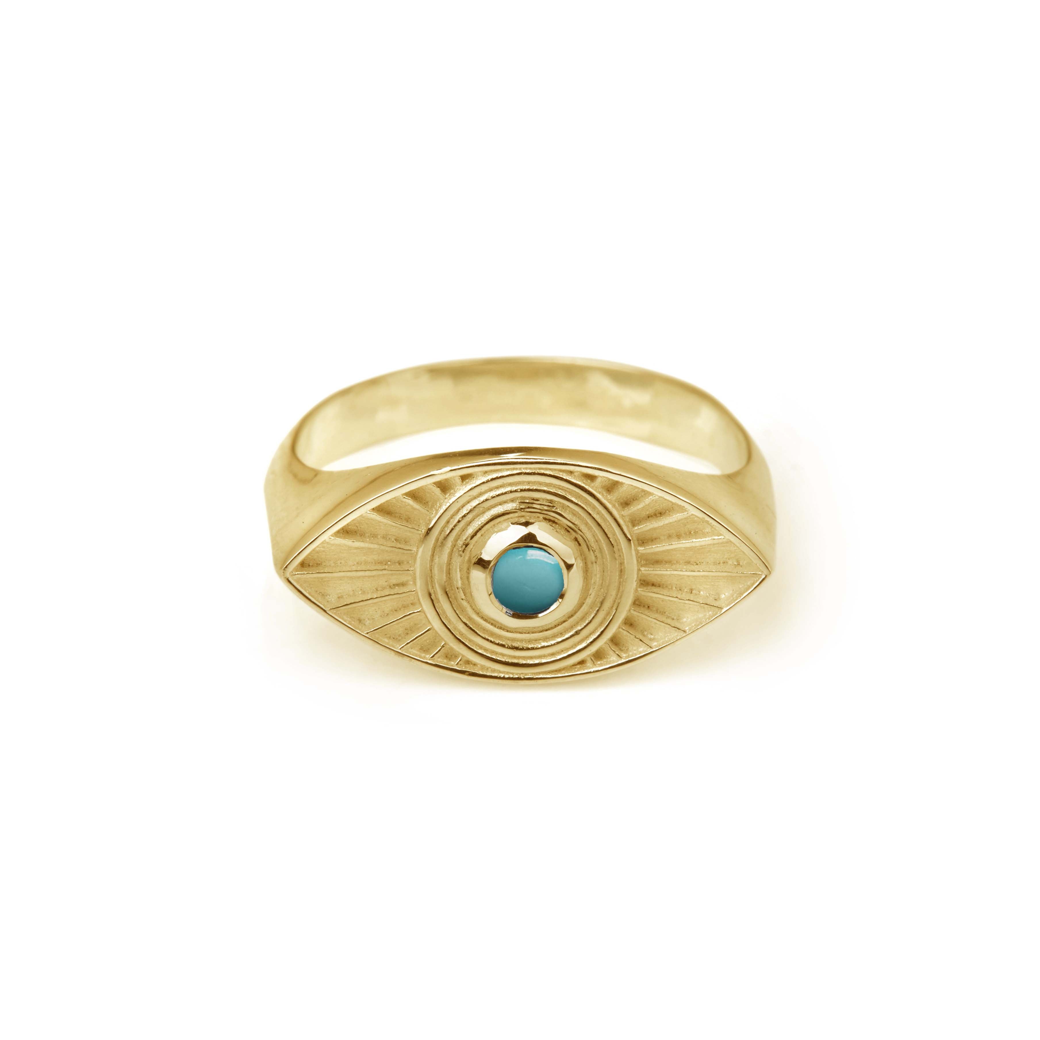 Rachel Entwistle Rays Of Light Ring Gold - Turquoise - L / Gold Vermeil