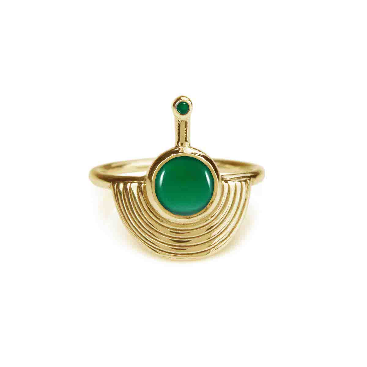 Interstellar Ring Gold - Green Onyx - L / Gold Vermeil