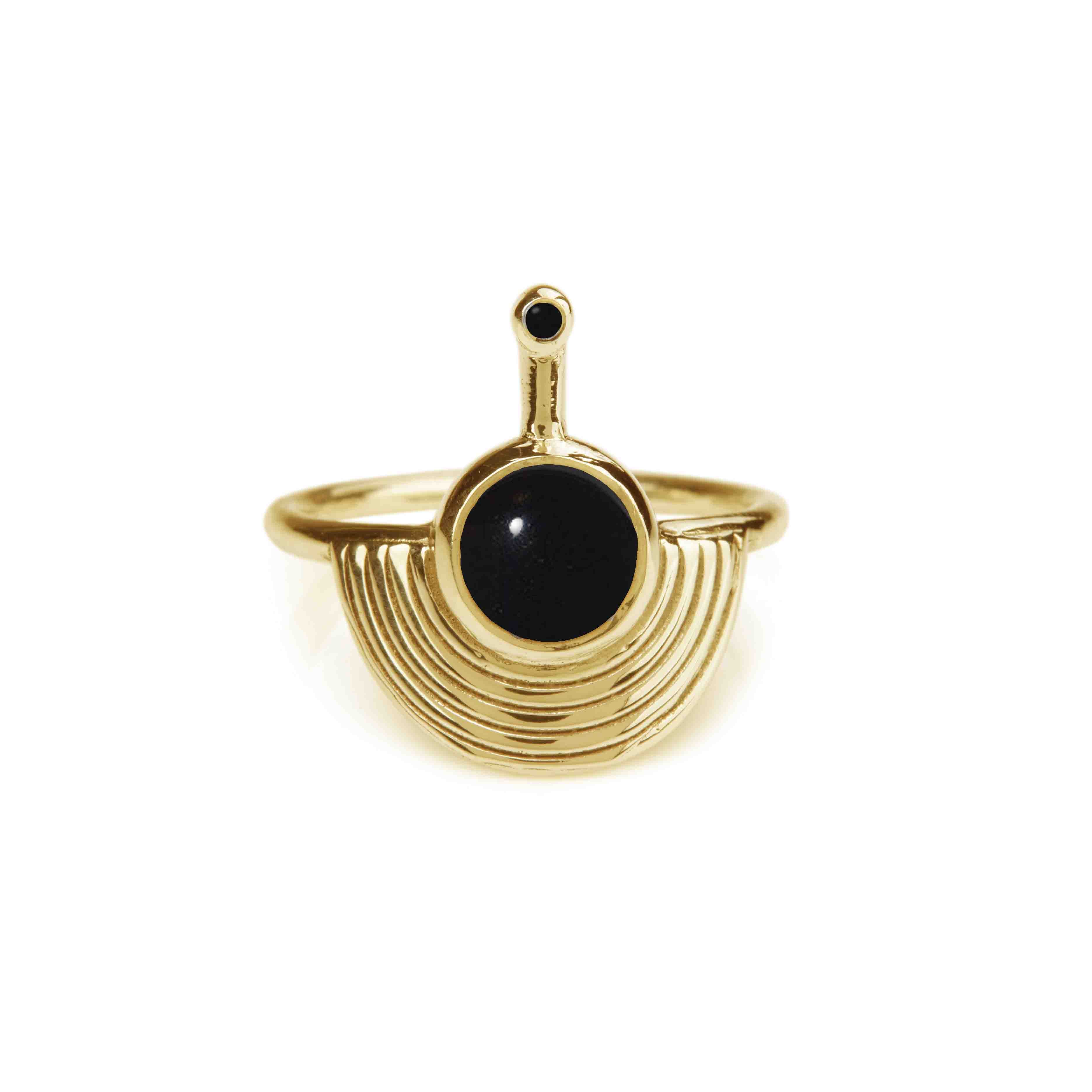 Rachel Entwistle Interstellar Ring Gold - Black Onyx - Q / Gold Vermeil