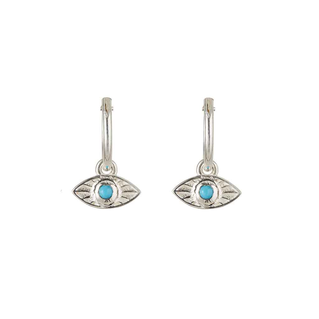 Rays Of Light Mini Hoops Silver - Turquoise - Premium Hoops