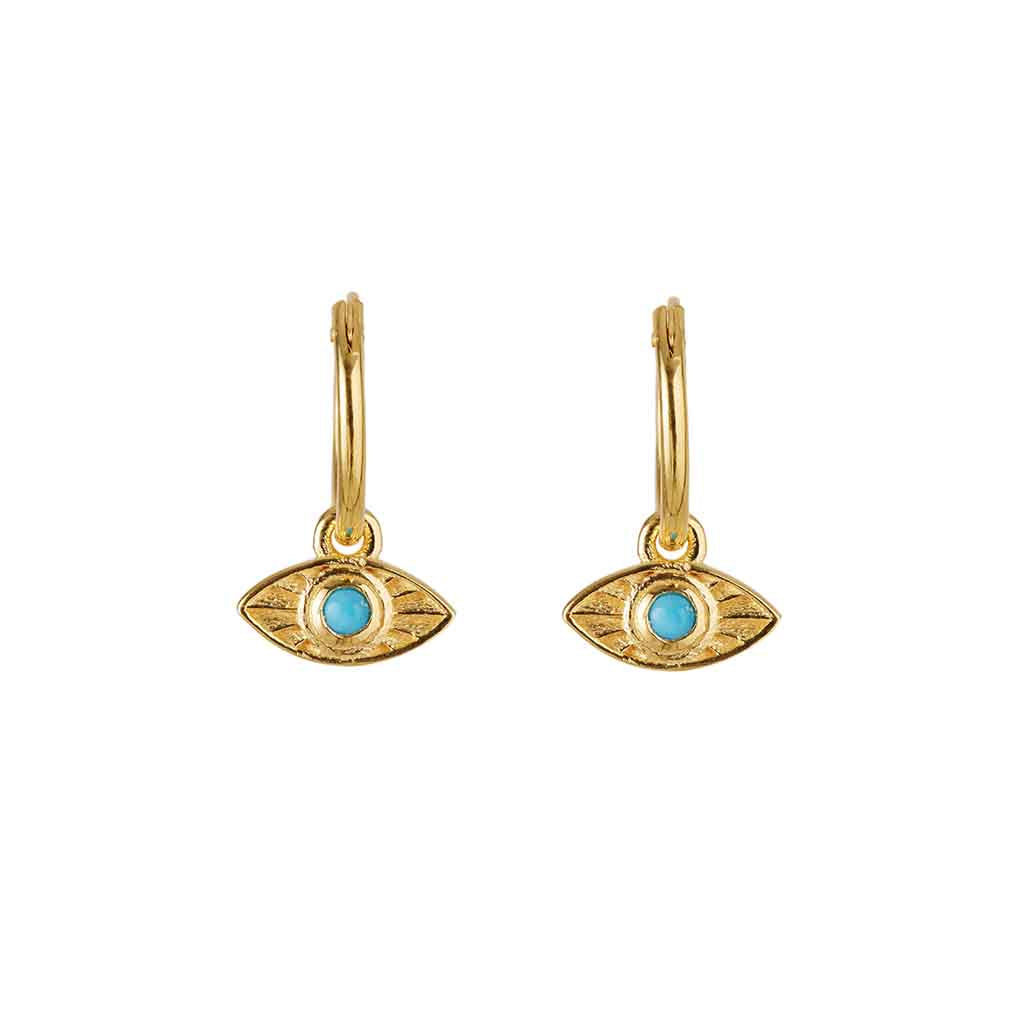 Rays Of Light Mini Hoops Gold - Turquoise - Premium Hoops