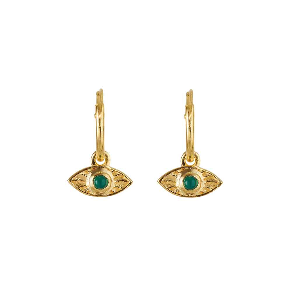 Rays Of Light Mini Hoops Gold - Green Onyx - Premium Hoops